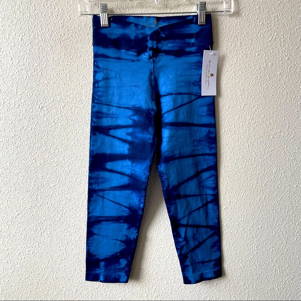 NEW Spiritual Gangster Blue Tie Dye High Rise Cropped Leggings Size XS/S Summer